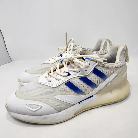 Adidas Originals ZX 2K Boost 2.0 Running Shoes Mens 9.5 White Blue Athletic Low